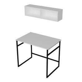Hanah Home Mesa de Estudio con Estante de Pared Blanco y Negro